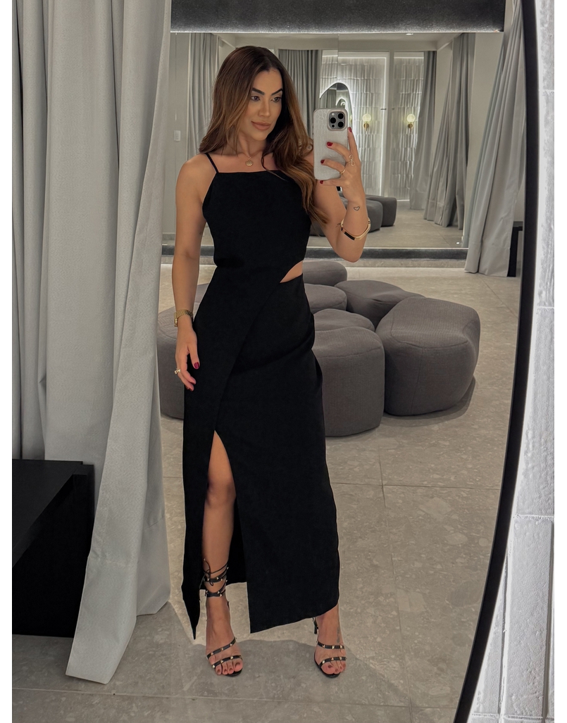Vestido Midi Fenda Alexia Preto 