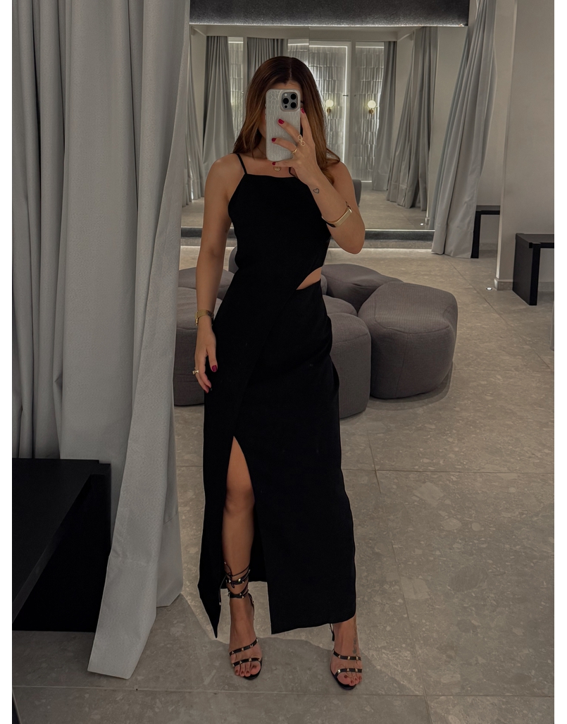 Vestido Midi Fenda Alexia Preto 