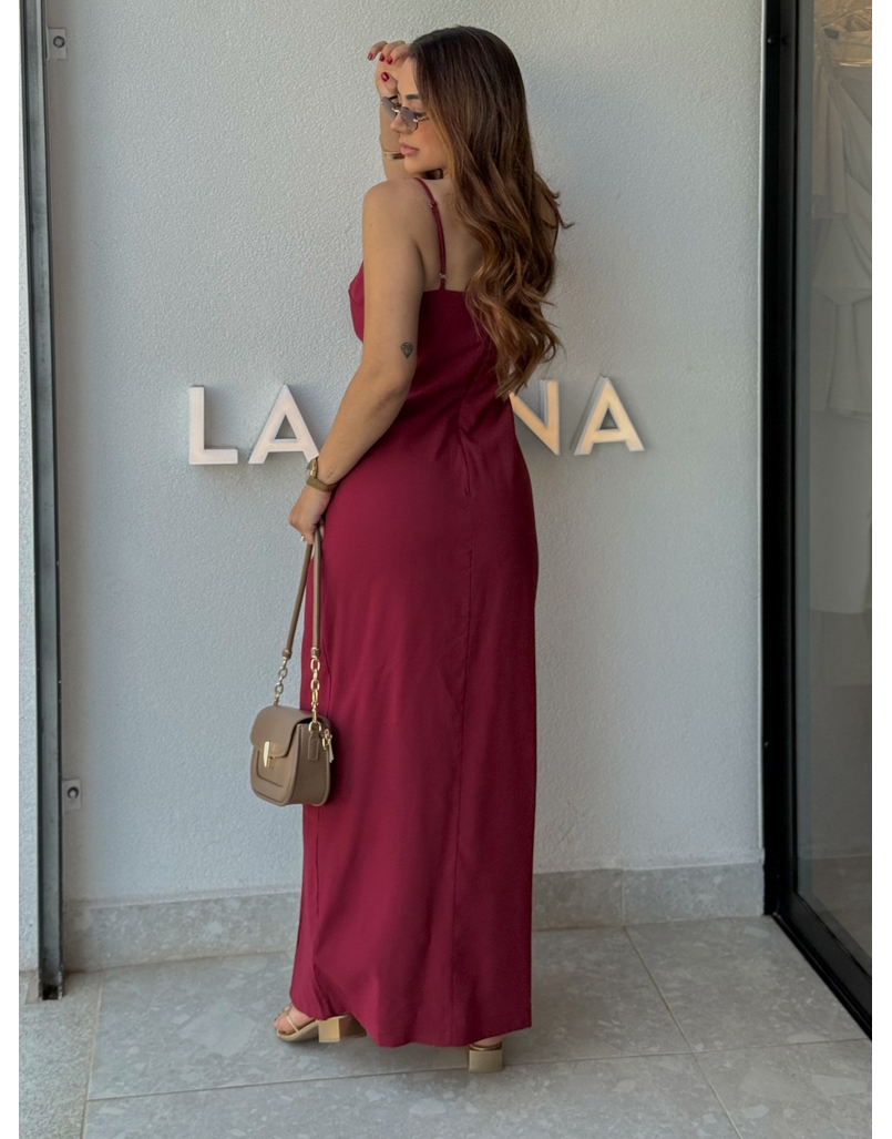 Vestido Midi Fenda Alexia Cereja