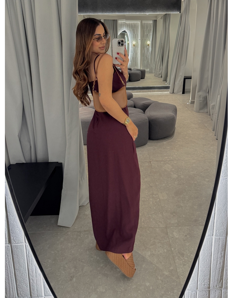 Vestido Midi Fenda Alexia Vinho 