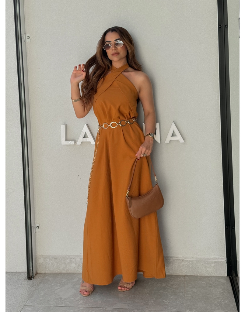 Vestido Midi Frente Única Melina Camelo