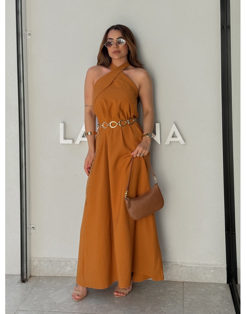 Vestido Midi Frente Única Melina Camelo