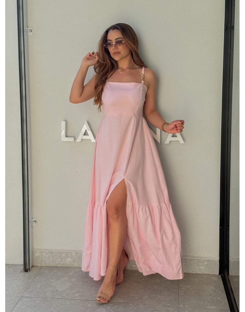 Vestido Linho Cris Rosa