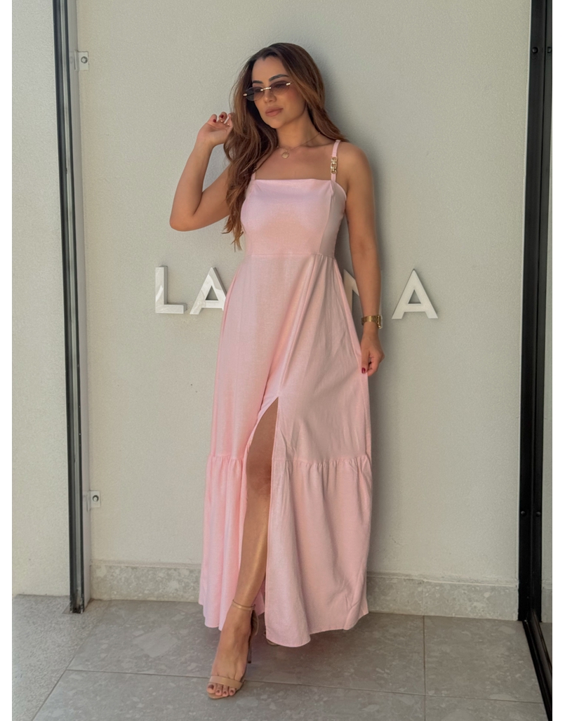 Vestido Linho Cris Rosa