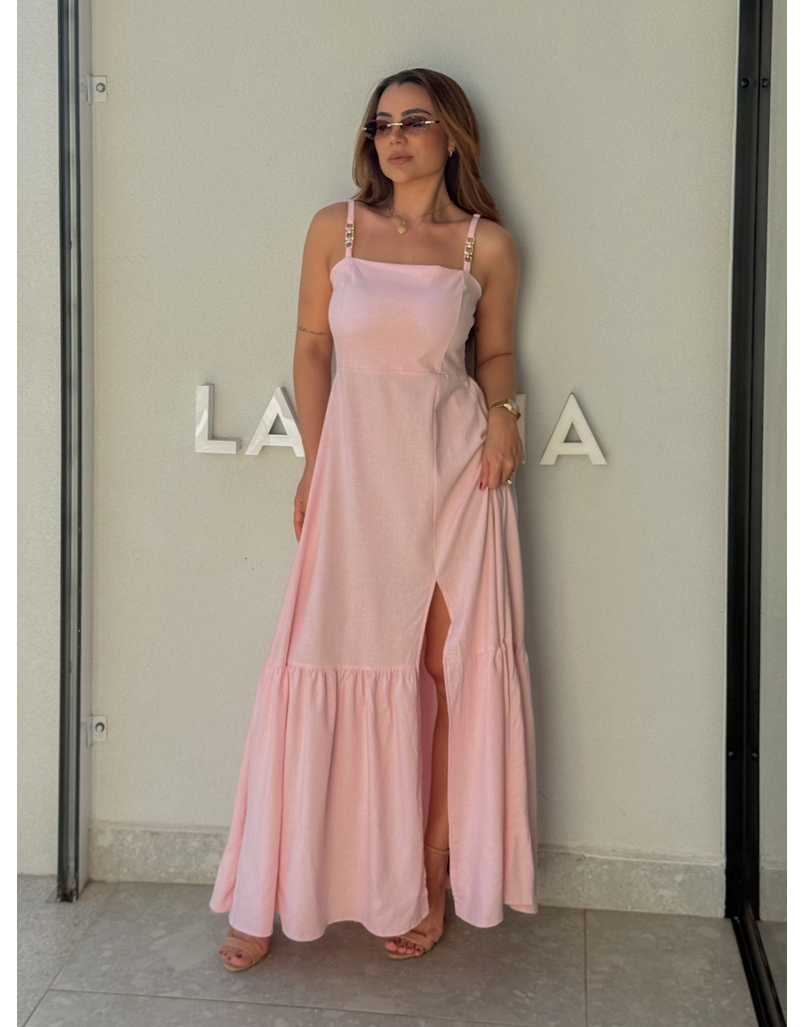 Vestido Linho Cris Rosa