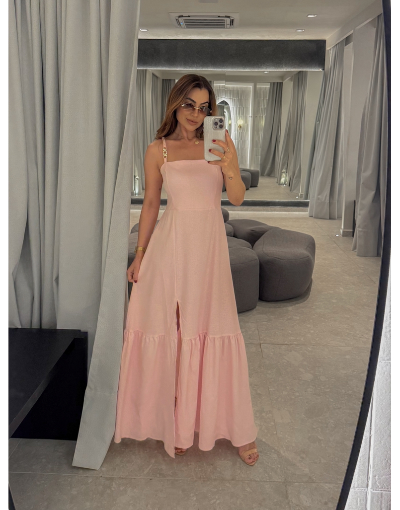 Vestido Linho Cris Rosa