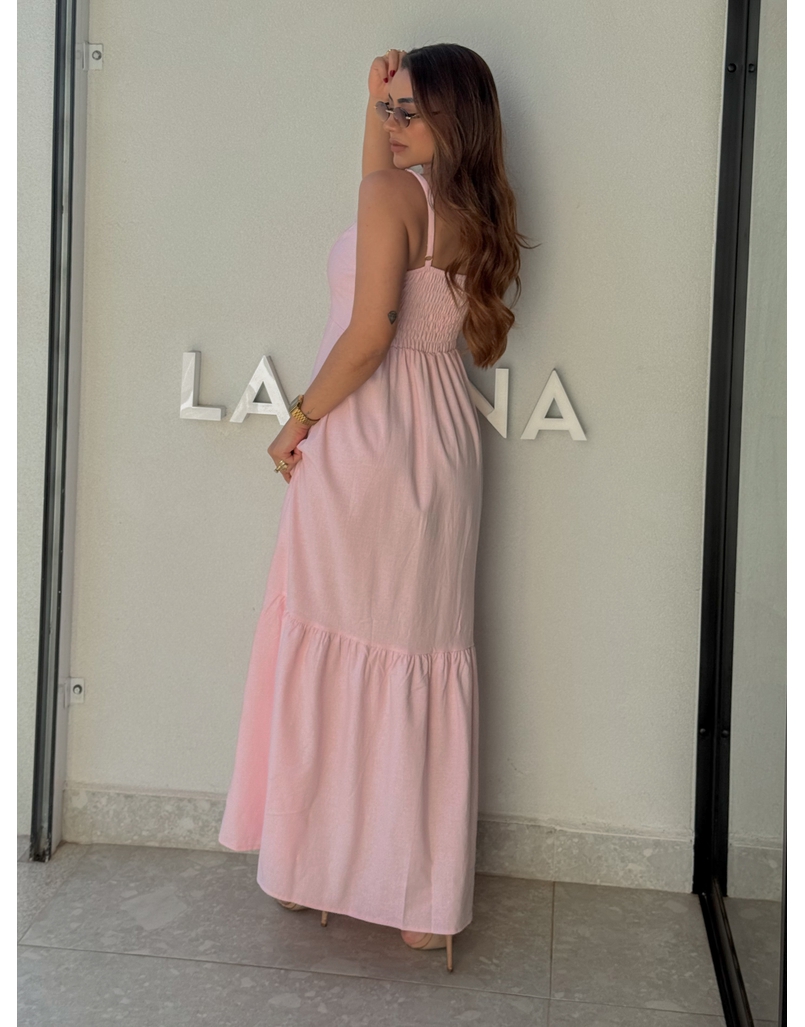 Vestido Linho Cris Rosa