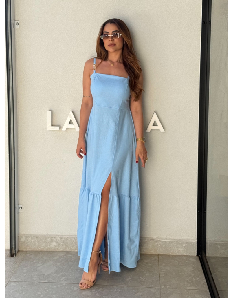 Vestido Linho Cris Azul