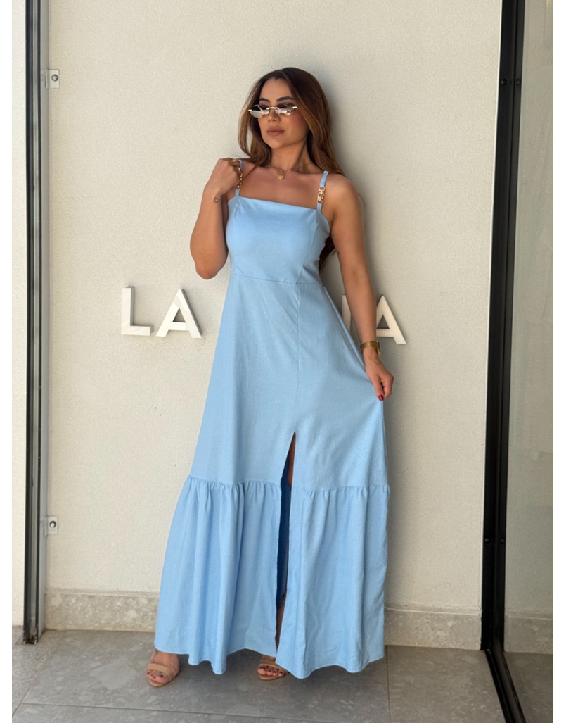 Vestido Linho Cris Azul