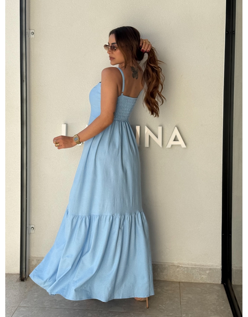 Vestido Linho Cris Azul