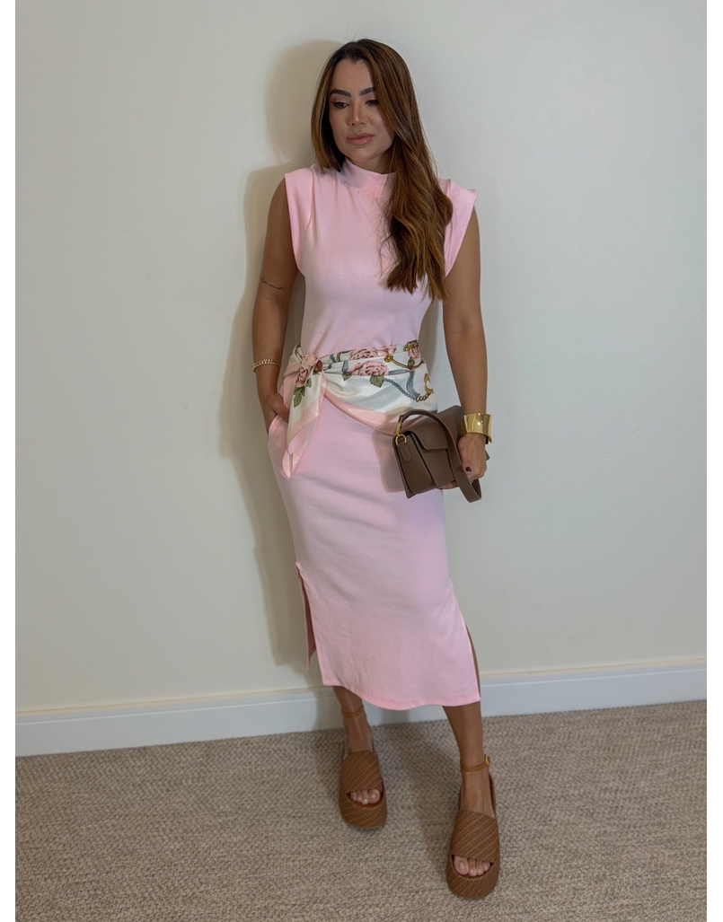 Vestido Canelado Muscle Tee Rosa