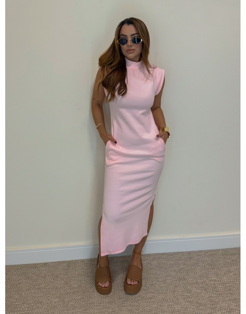 Vestido Canelado Muscle Tee Rosa