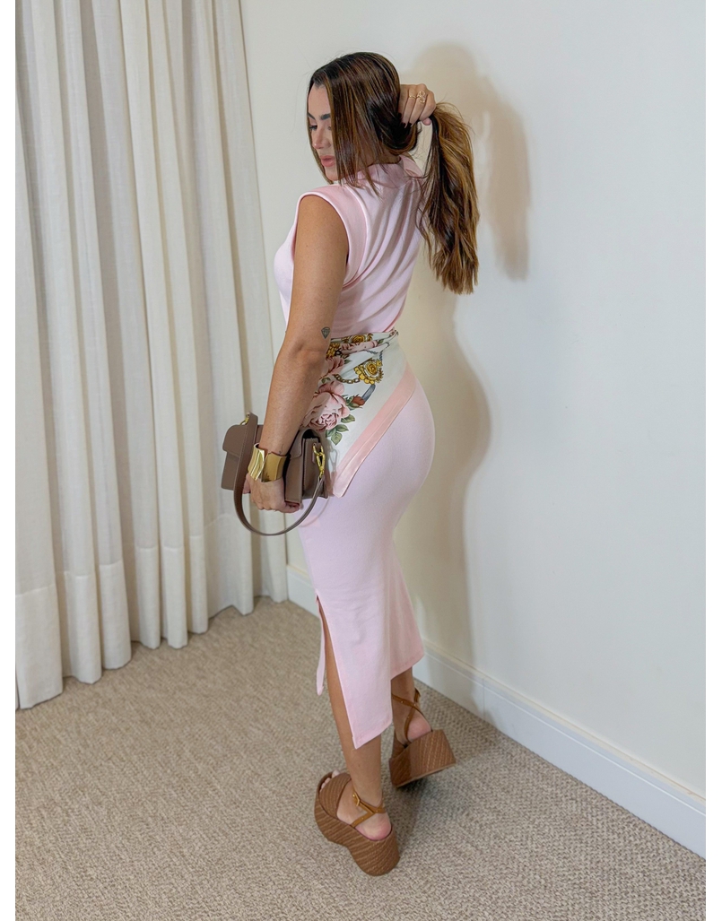 Vestido Canelado Muscle Tee Rosa