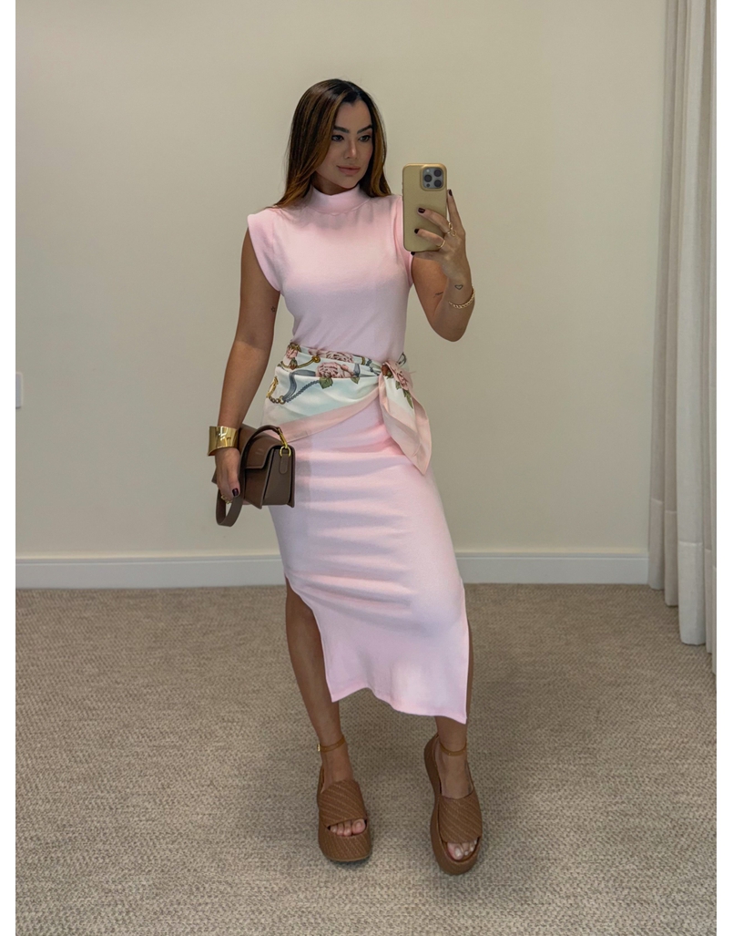 Vestido Canelado Muscle Tee Rosa