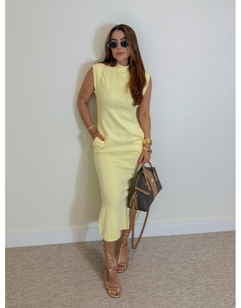 Vestido Canelado Muscle Tee Amarelo