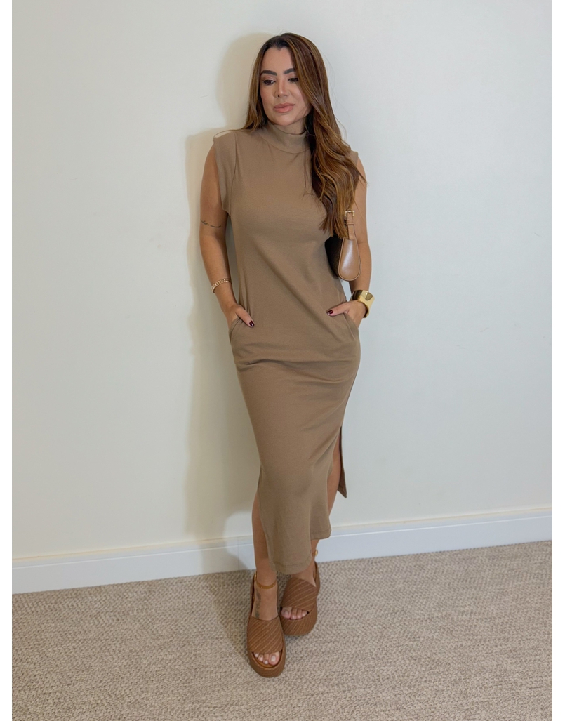 Vestido Canelado Muscle Tee Marrom