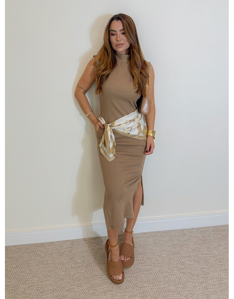 Vestido Canelado Muscle Tee Marrom