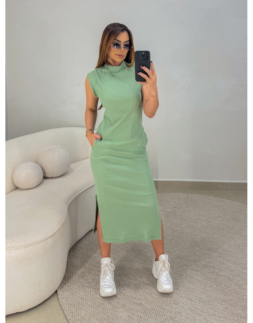 Vestido Canelado Muscle Tee Oliva