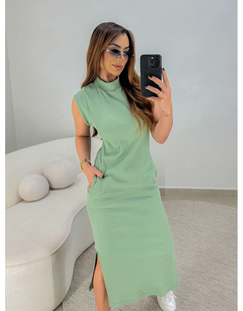 Vestido Canelado Muscle Tee Oliva