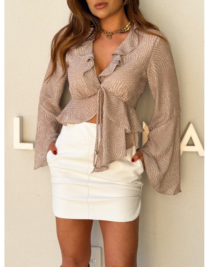 Saia Couro Fake Heloisa Branca