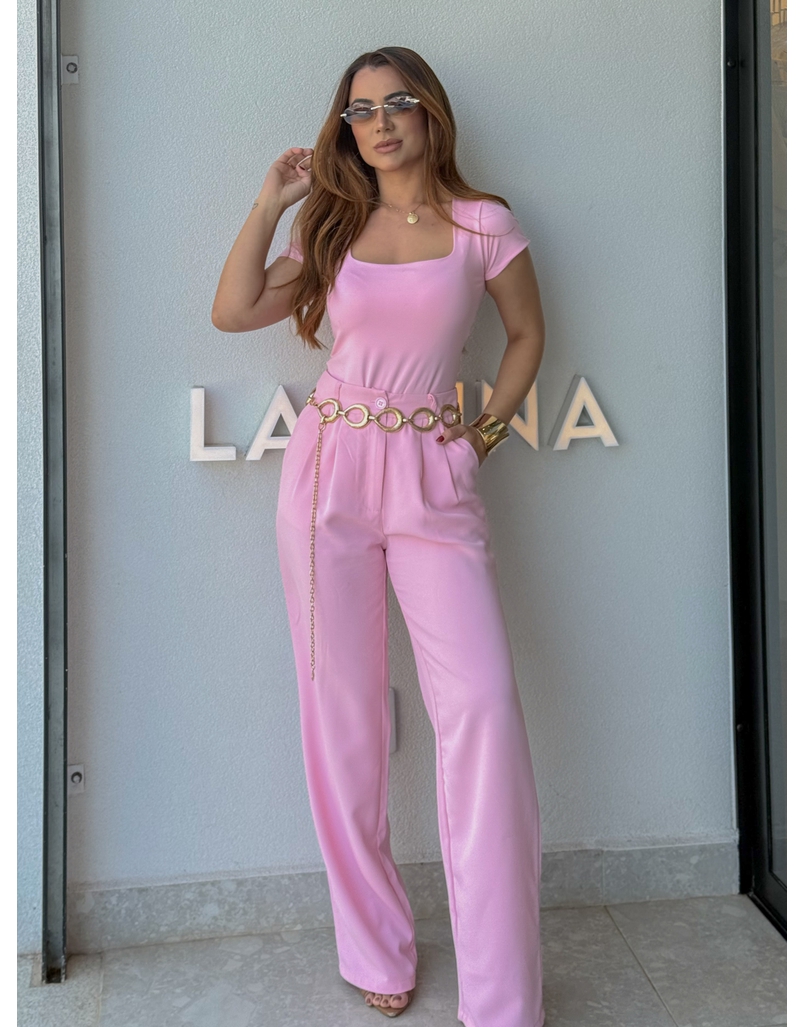 Calça Pantalona Kenia Rosa