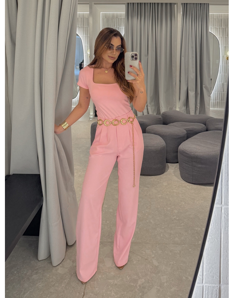 Calça Pantalona Kenia Rosa