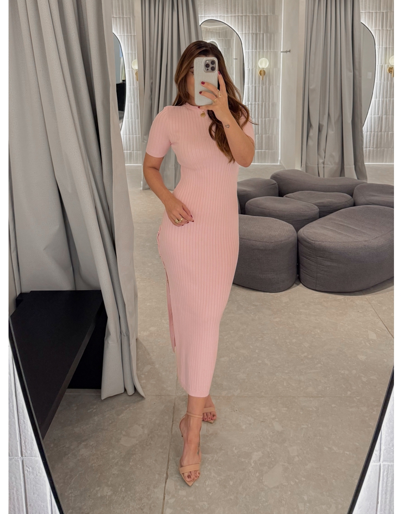 Vestido Tricot Manguinha Roberta Rosa