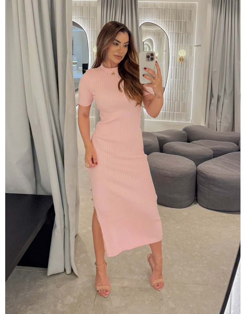 Vestido Tricot Manguinha Roberta Rosa