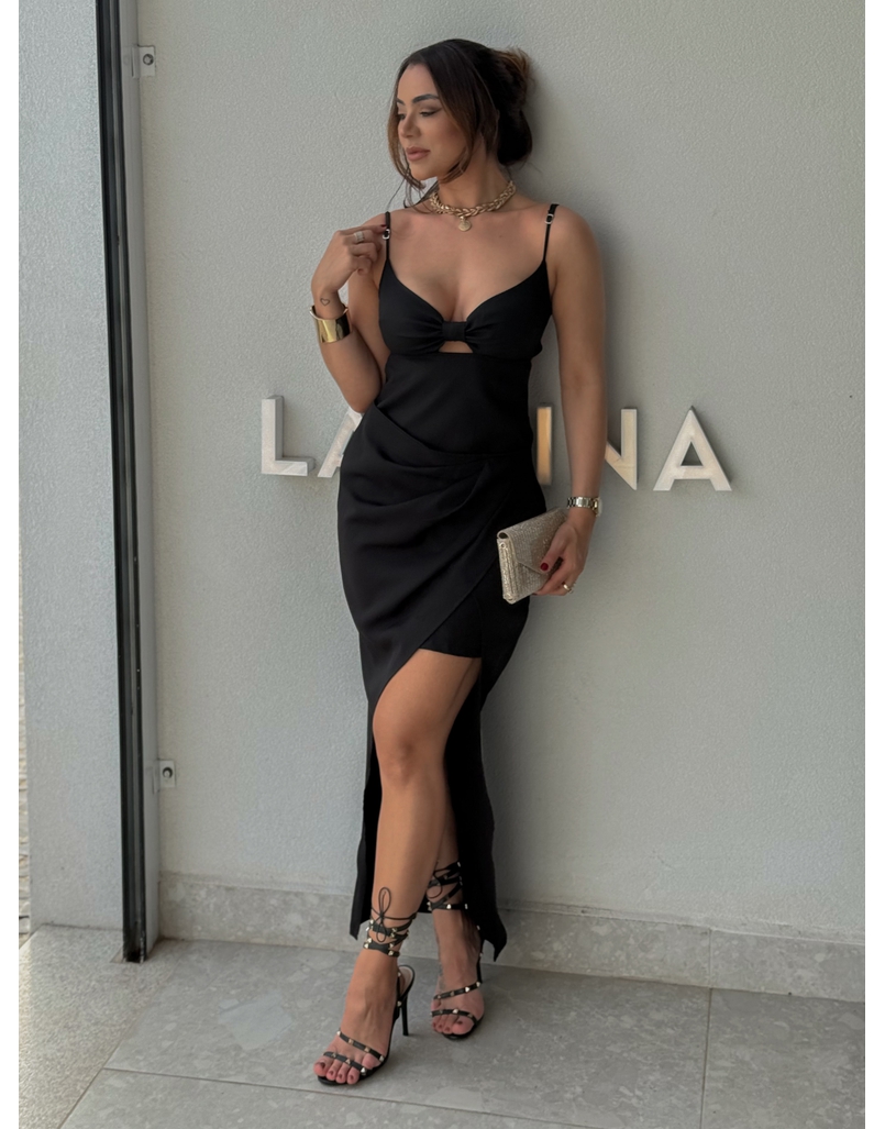 Vestido Midi Poliana Preto