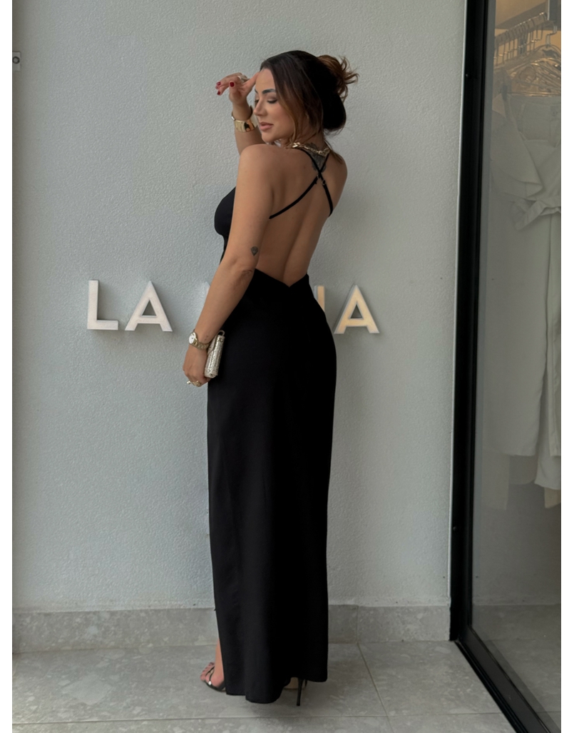 Vestido Midi Manuela Preto