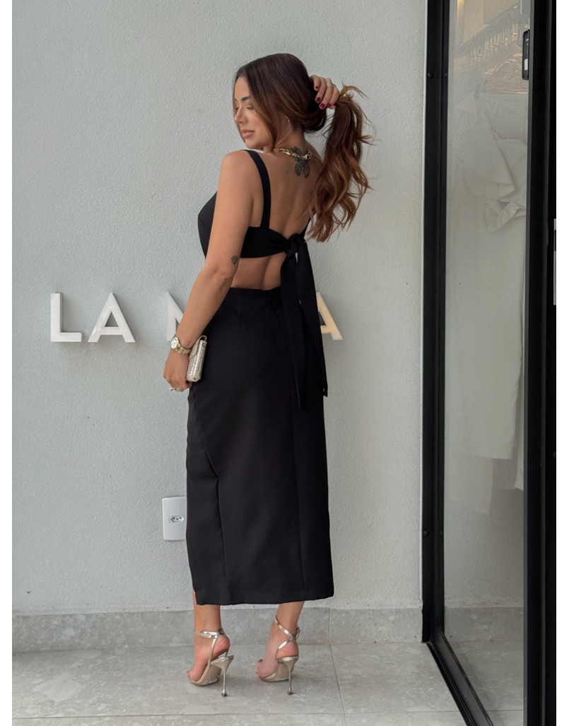Vestido Midi Violeta Preto