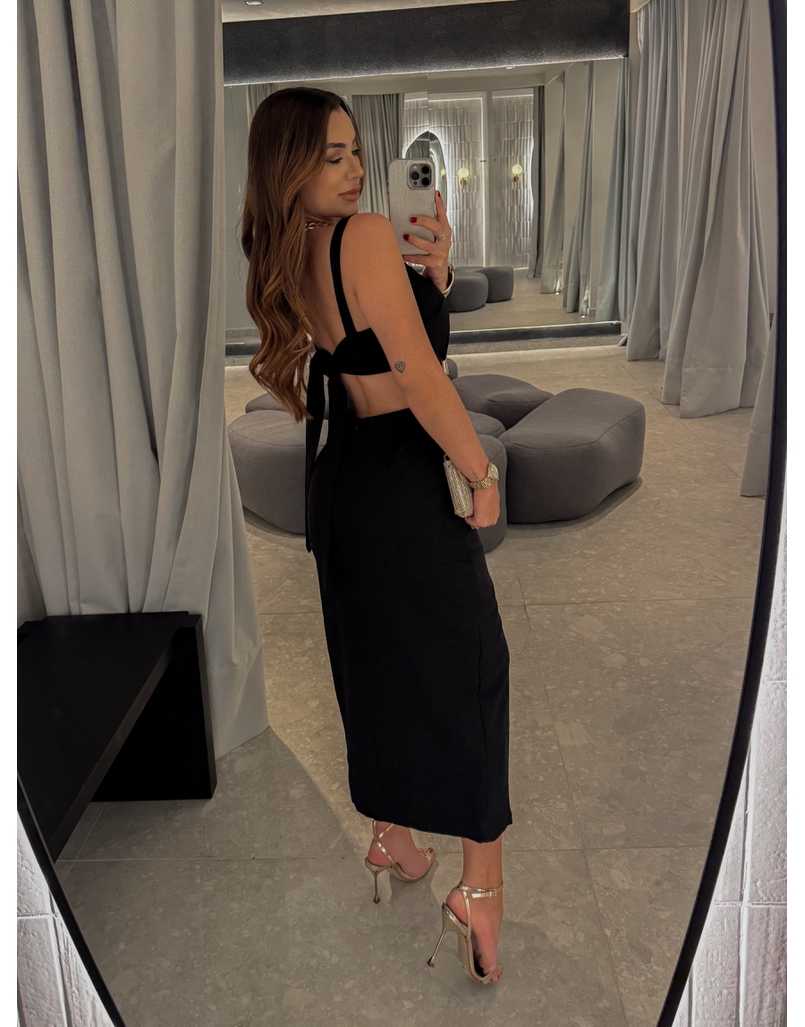 Vestido Midi Violeta Preto