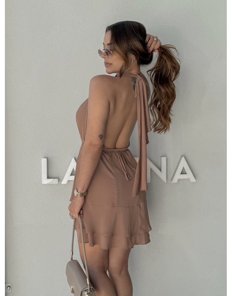 Vestido Frente Única Cecília Mocha Mousse