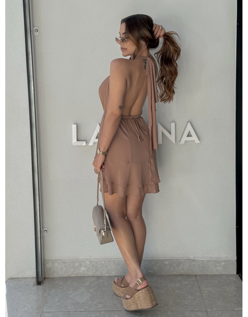 Vestido Frente Única Cecília Mocha Mousse