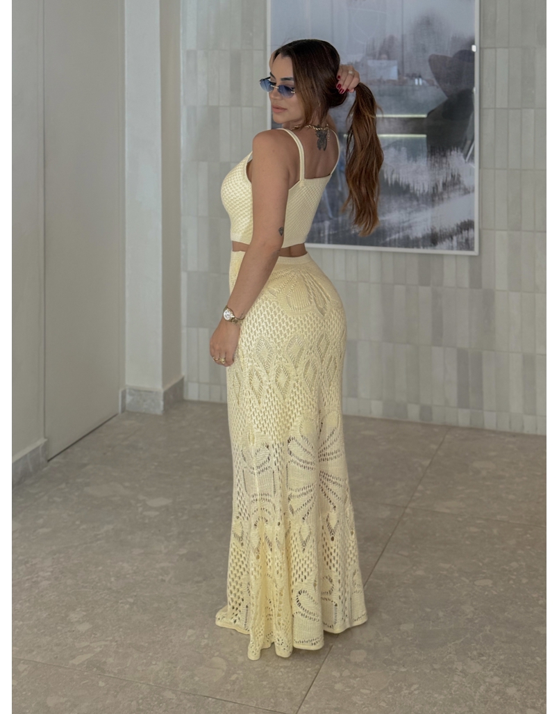 Vestido Tricot Ariela Manteiga