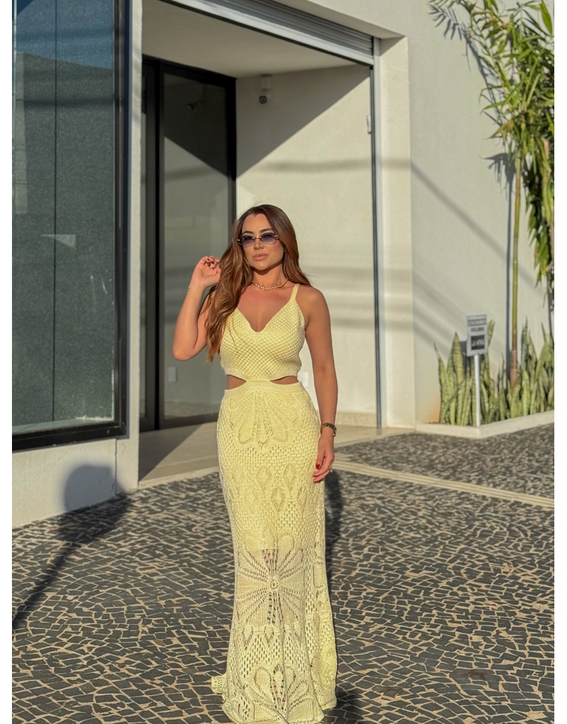 Vestido Tricot Ariela Manteiga