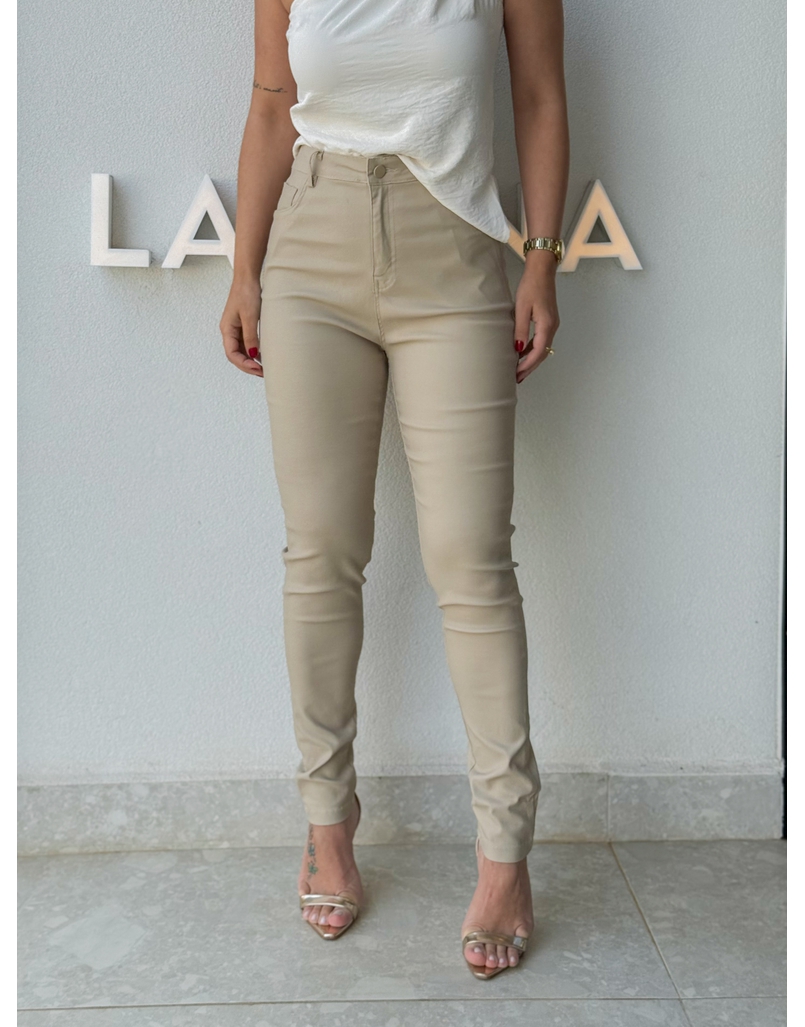 Calça Skinny Resinada Ester Cappuccino