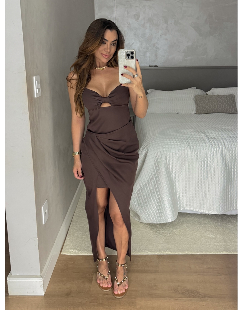 Vestido Midi Poliana Café 