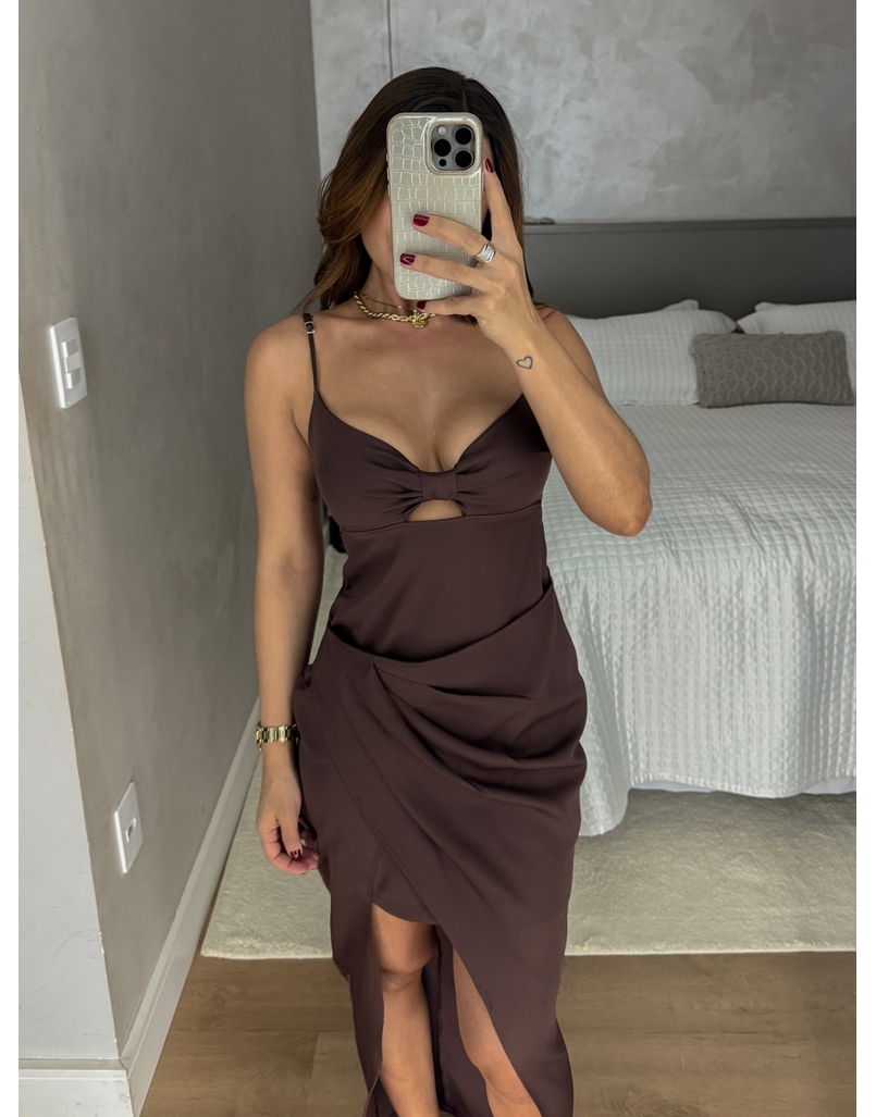 Vestido Midi Poliana Café 