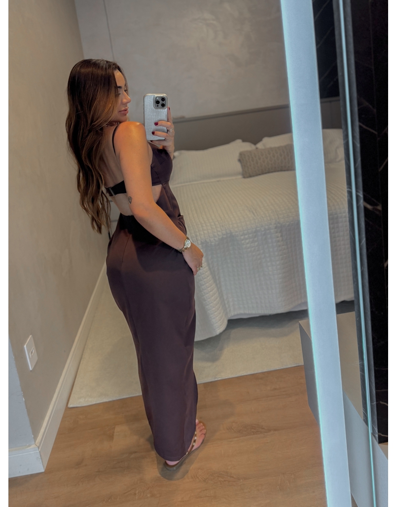 Vestido Midi Poliana Café 