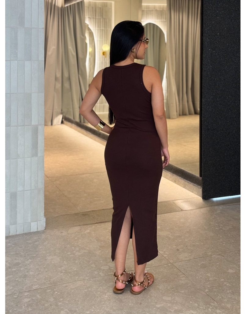 Vestido Canelado Romana Café