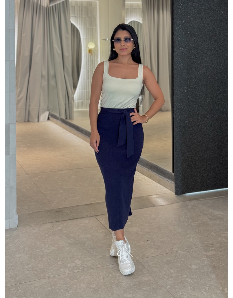 Saia Midi Tricot Lilly Marinho