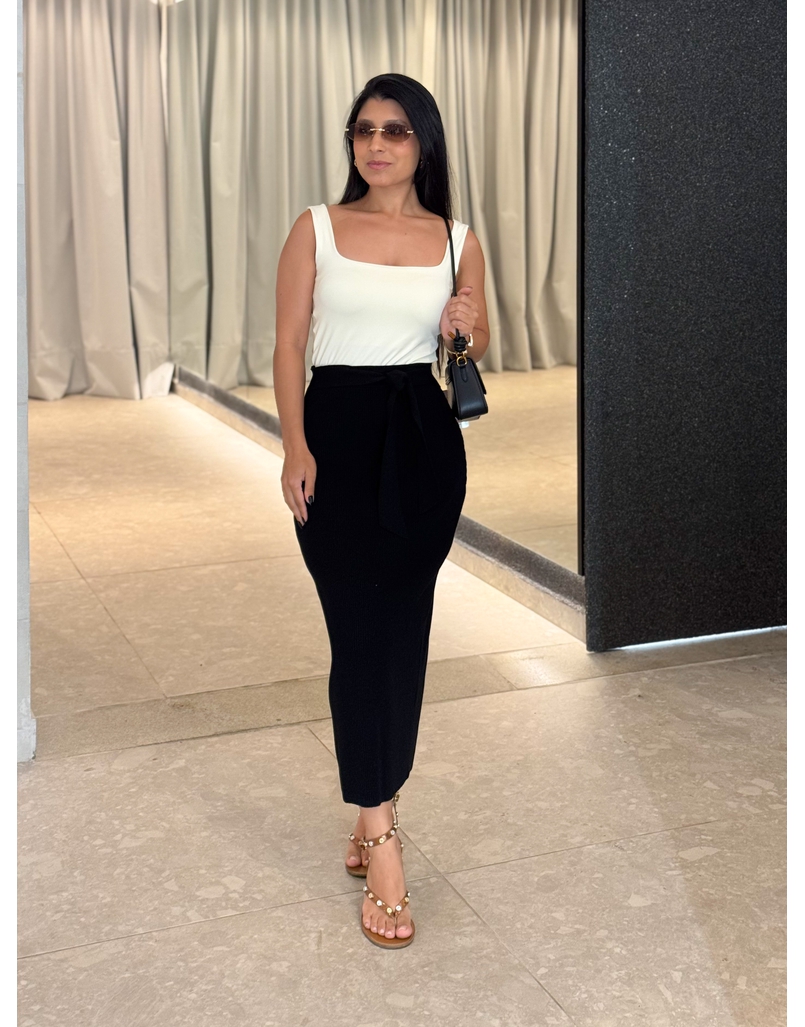 Saia Midi Tricot Lilly Preto