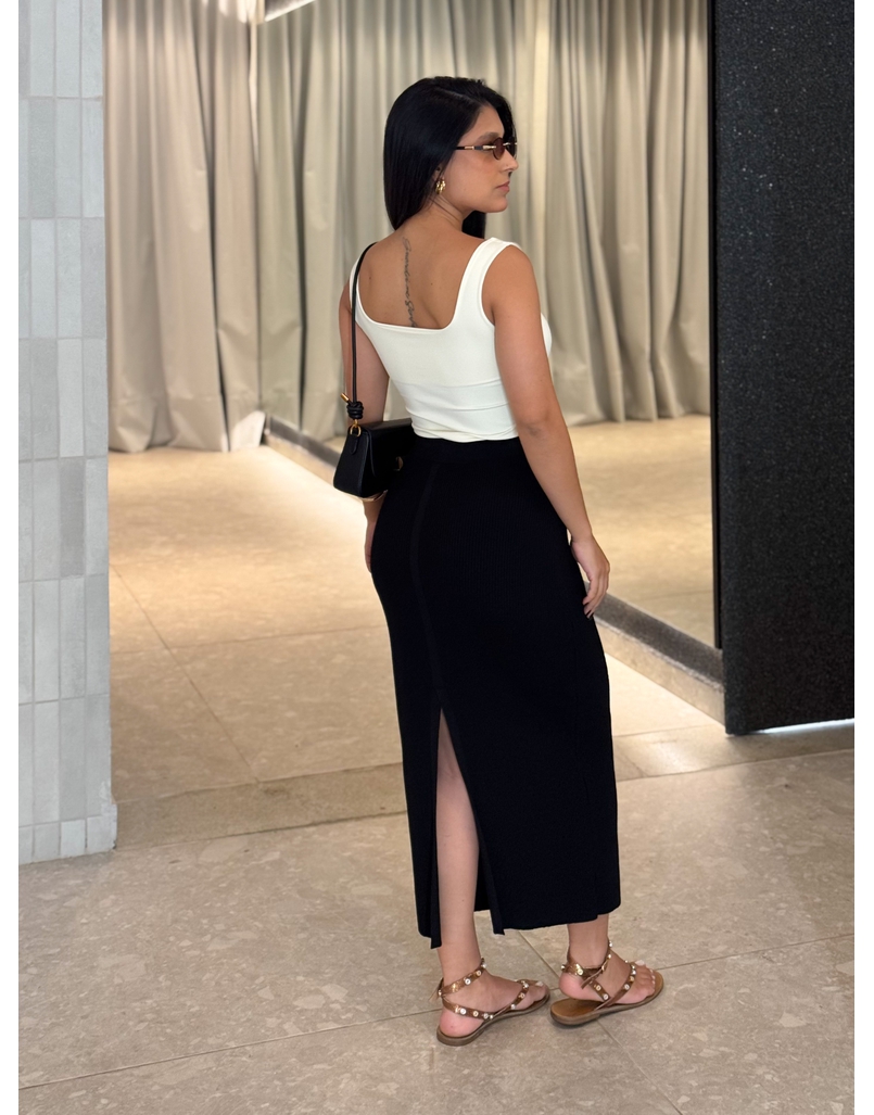 Saia Midi Tricot Lilly Preto