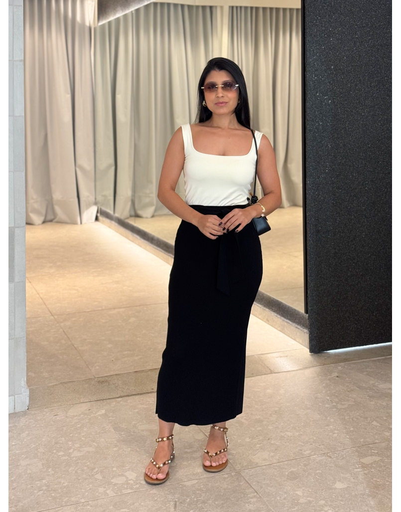 Saia Midi Tricot Lilly Preto