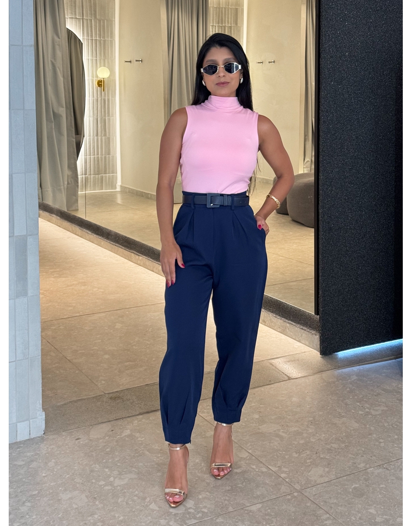 Cinto Couro Fivela Quadrada Marinho