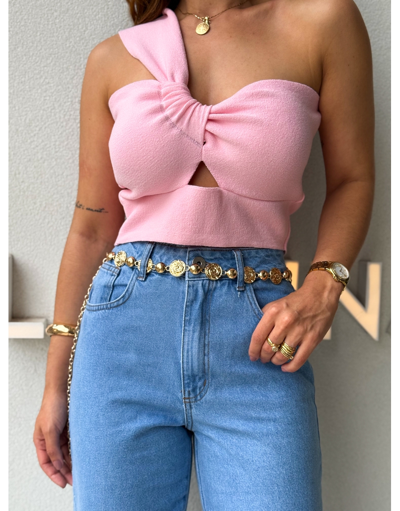 Cinto Metal Bolinha Dourado 