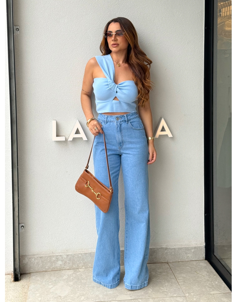 Calça Wide Leg Jeans Lua 