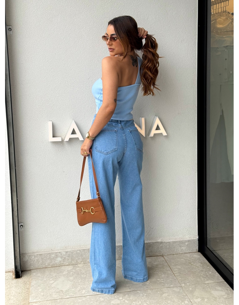 Calça Wide Leg Jeans Lua 