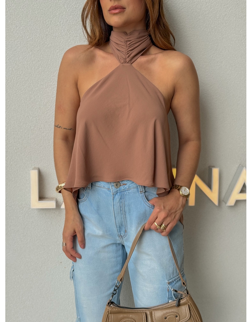 Blusa Frente Única Emma Marrom